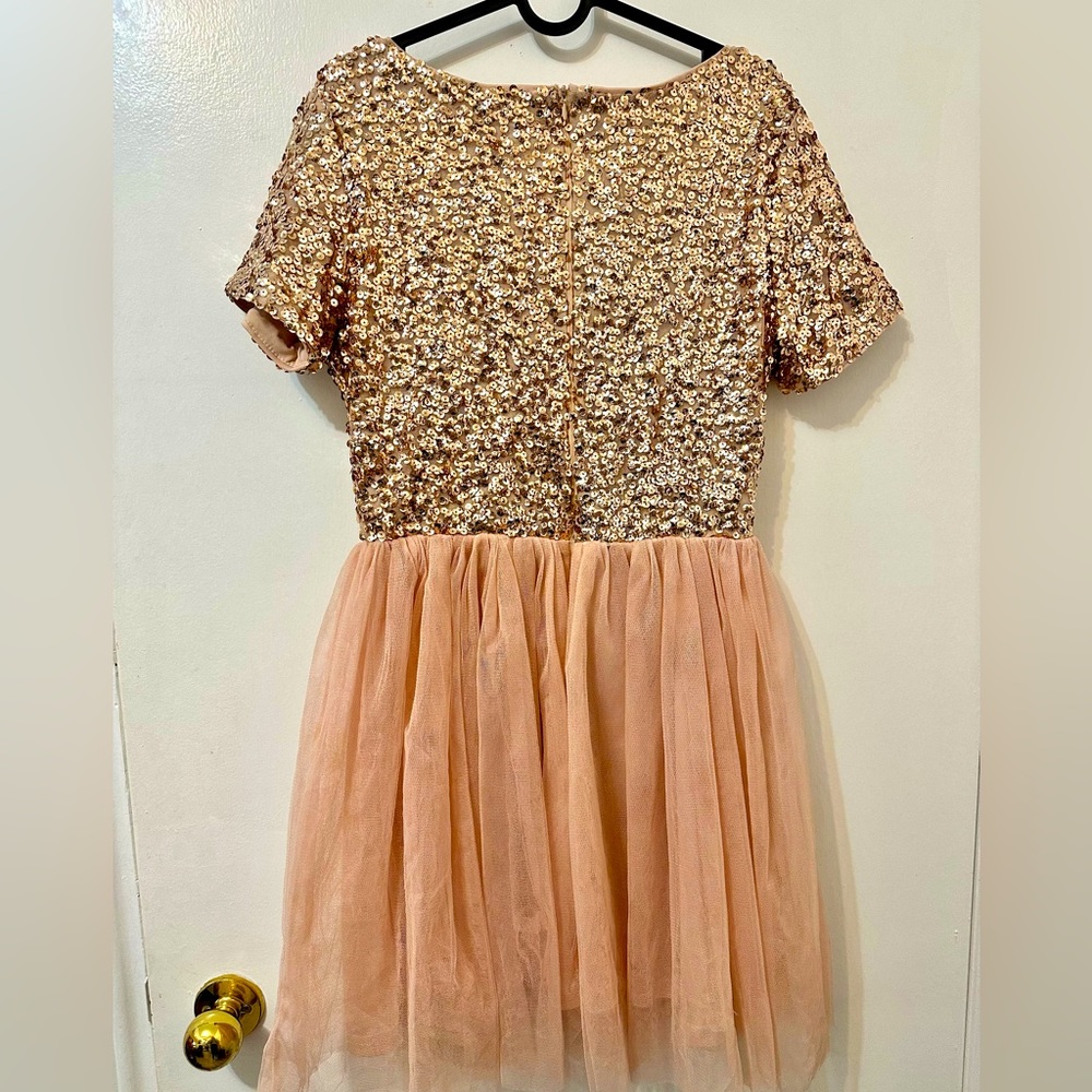 Maniju Rose Gold Sequins Party Dress - Size L